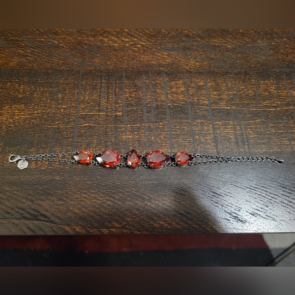 Touchstone Crystal Rhodium Plated Red Bracelet - Picture 2 of 4